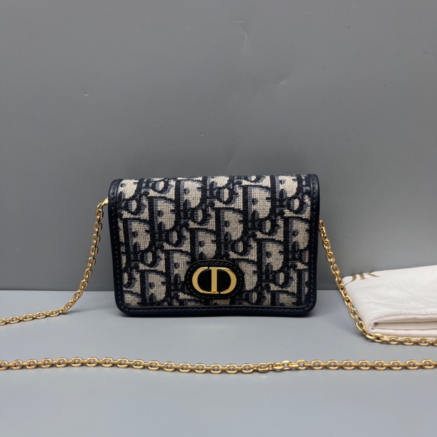 95新 DIOR/迪奥 老花刺绣30Montaigen nano链条包 尺寸13*9