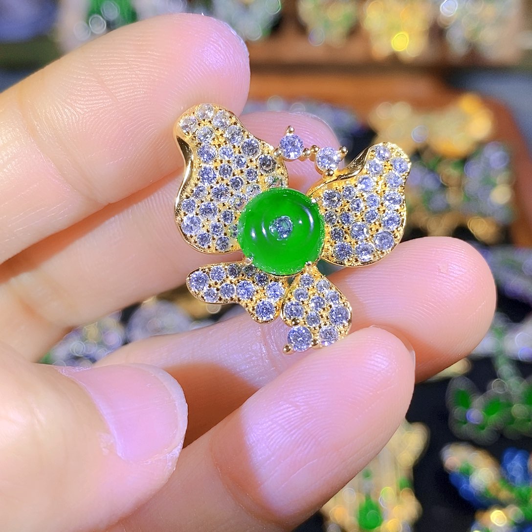 吊坠(不含链)银S925镶嵌翡翠