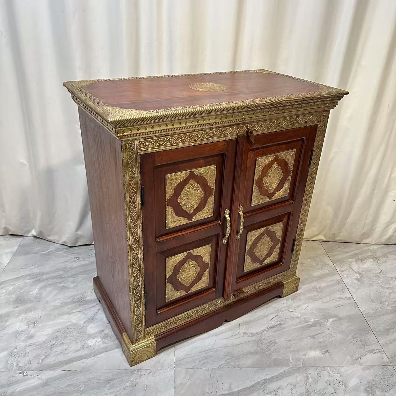 BORCH/博瑞奇黄檀木包铜边柜二门双开玄关柜 09670