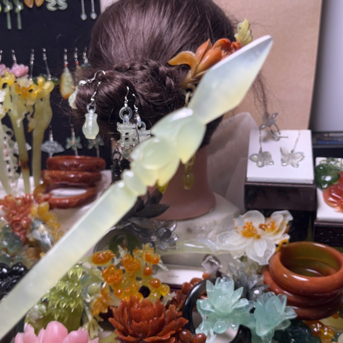 【闪购商品】合金蛇纹石玉发饰