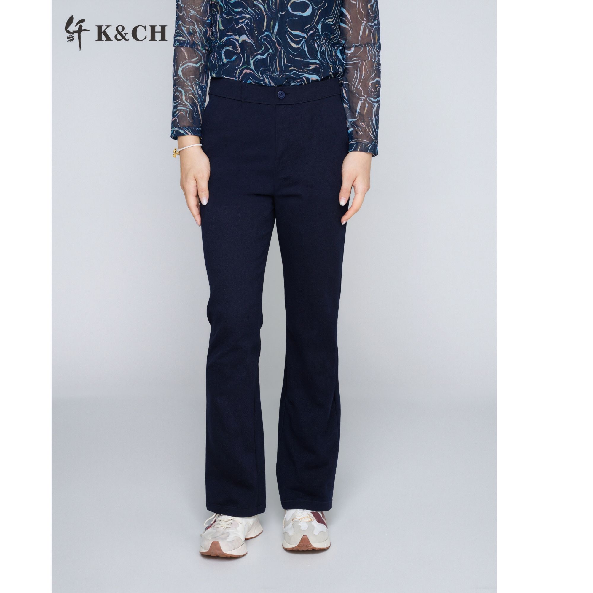 K&CH/纤极简风微喇裤设计师时尚纯色韩版复古阔腿裤8542L195G1