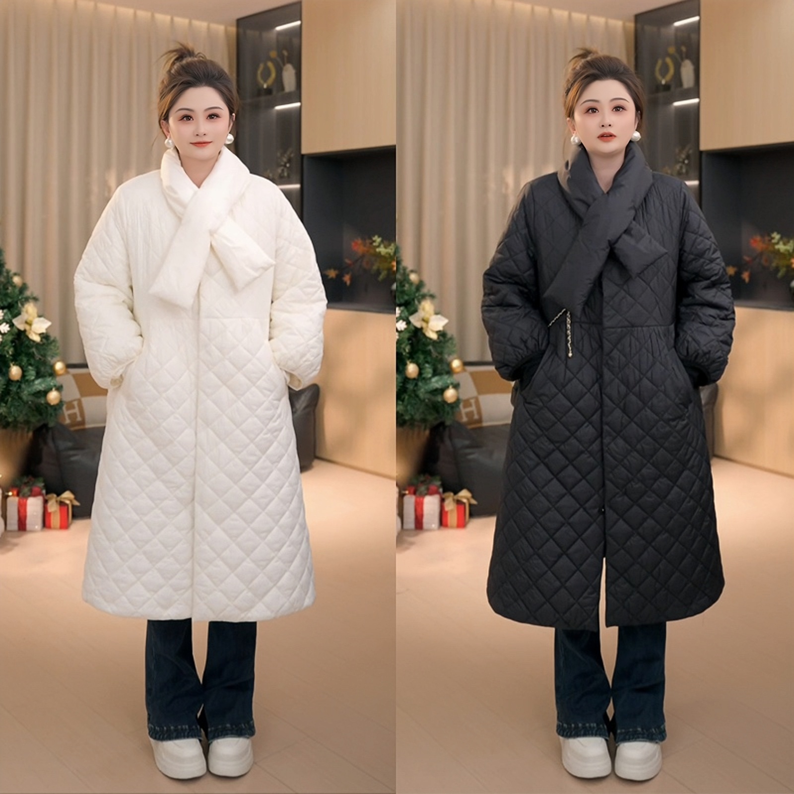 【胖佳佳】现货~天鹅颂歌 围脖式棉服外套冬季加厚保暖H625H18653