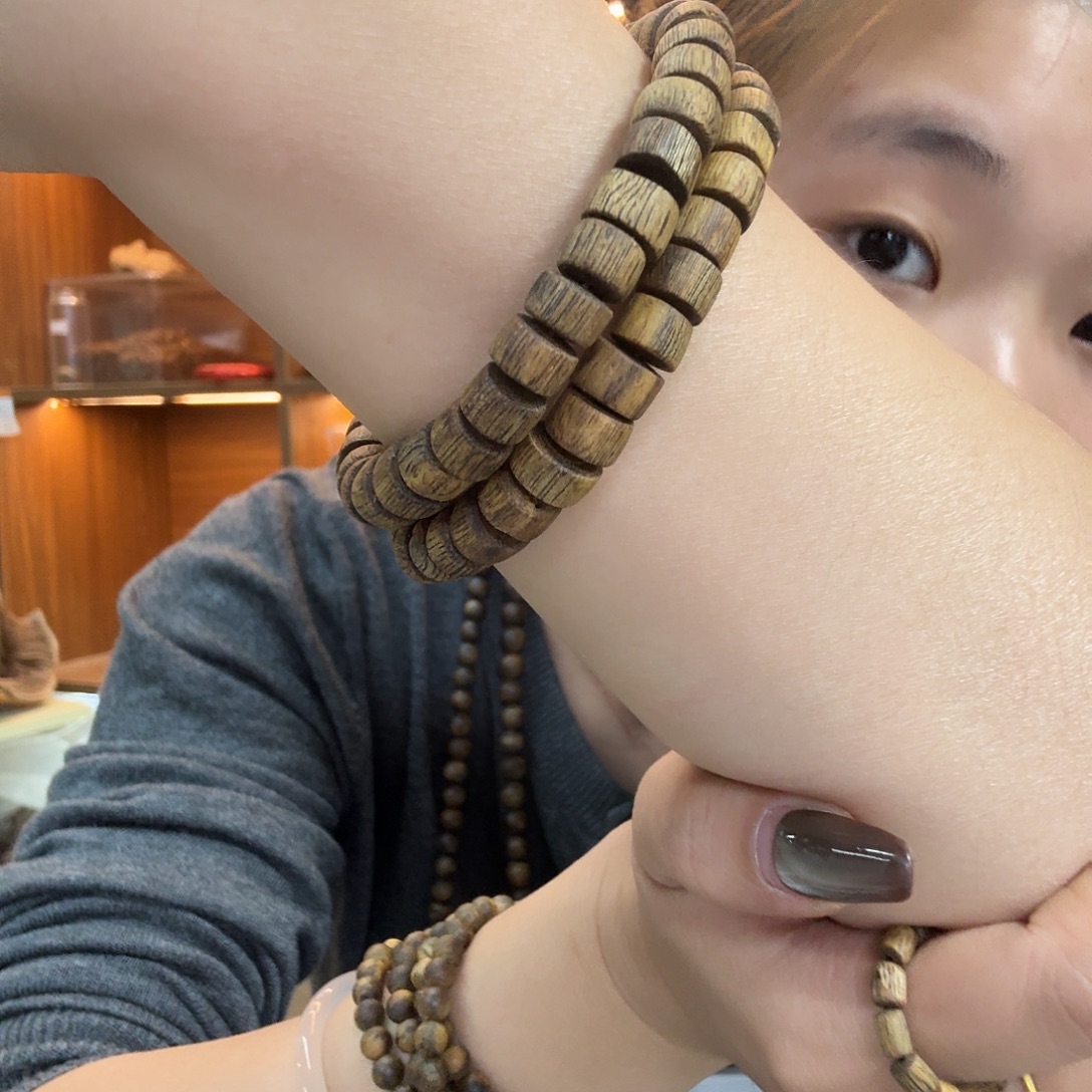 沉香碎屑沉香沉香奇楠厚片珠6克➕