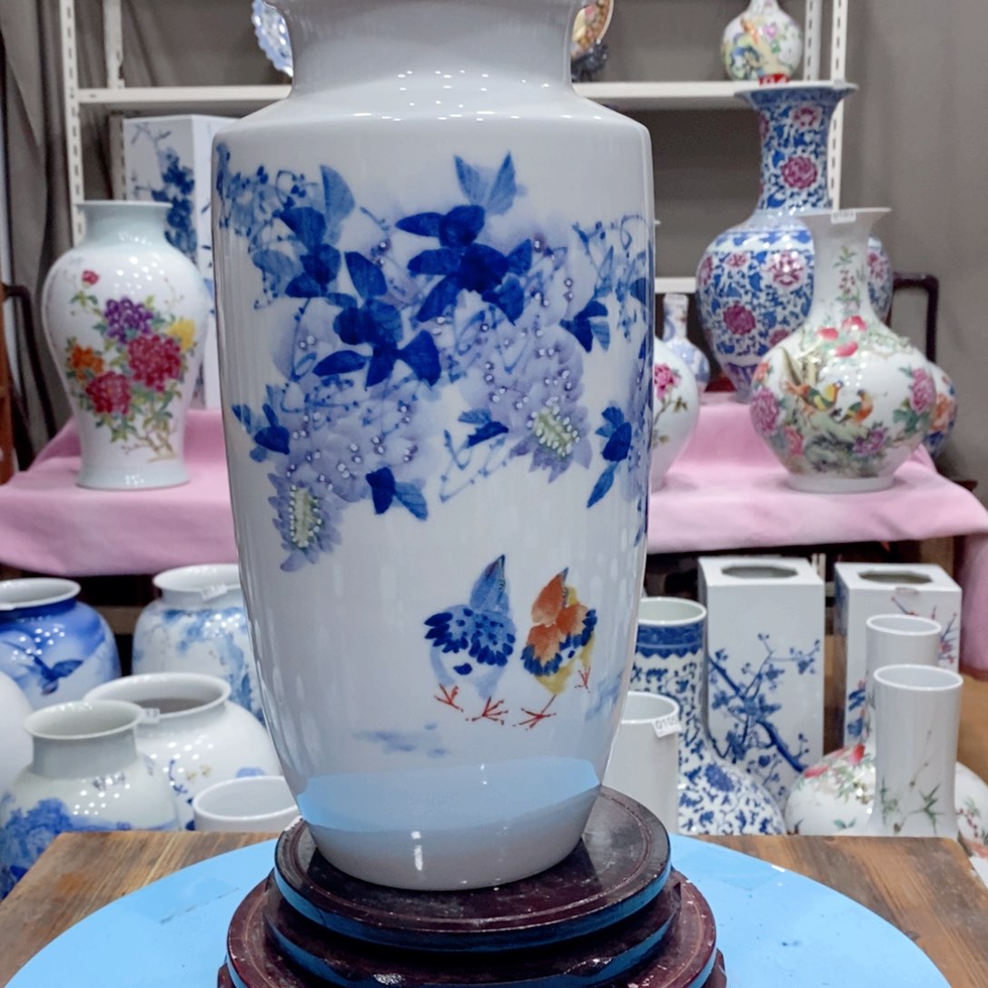 摆件景德镇陶瓷冬瓜瓶