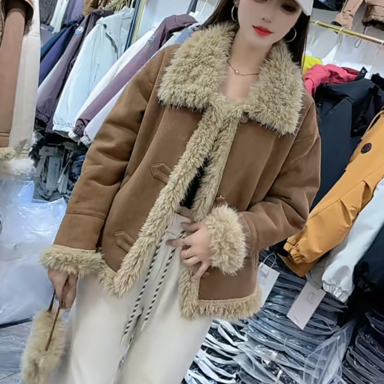 皮毛一体鹿皮绒 小外套
