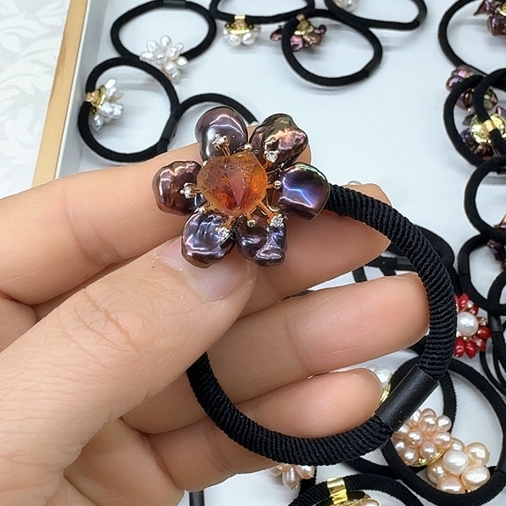 淡水珍珠发饰银S925镶嵌晴