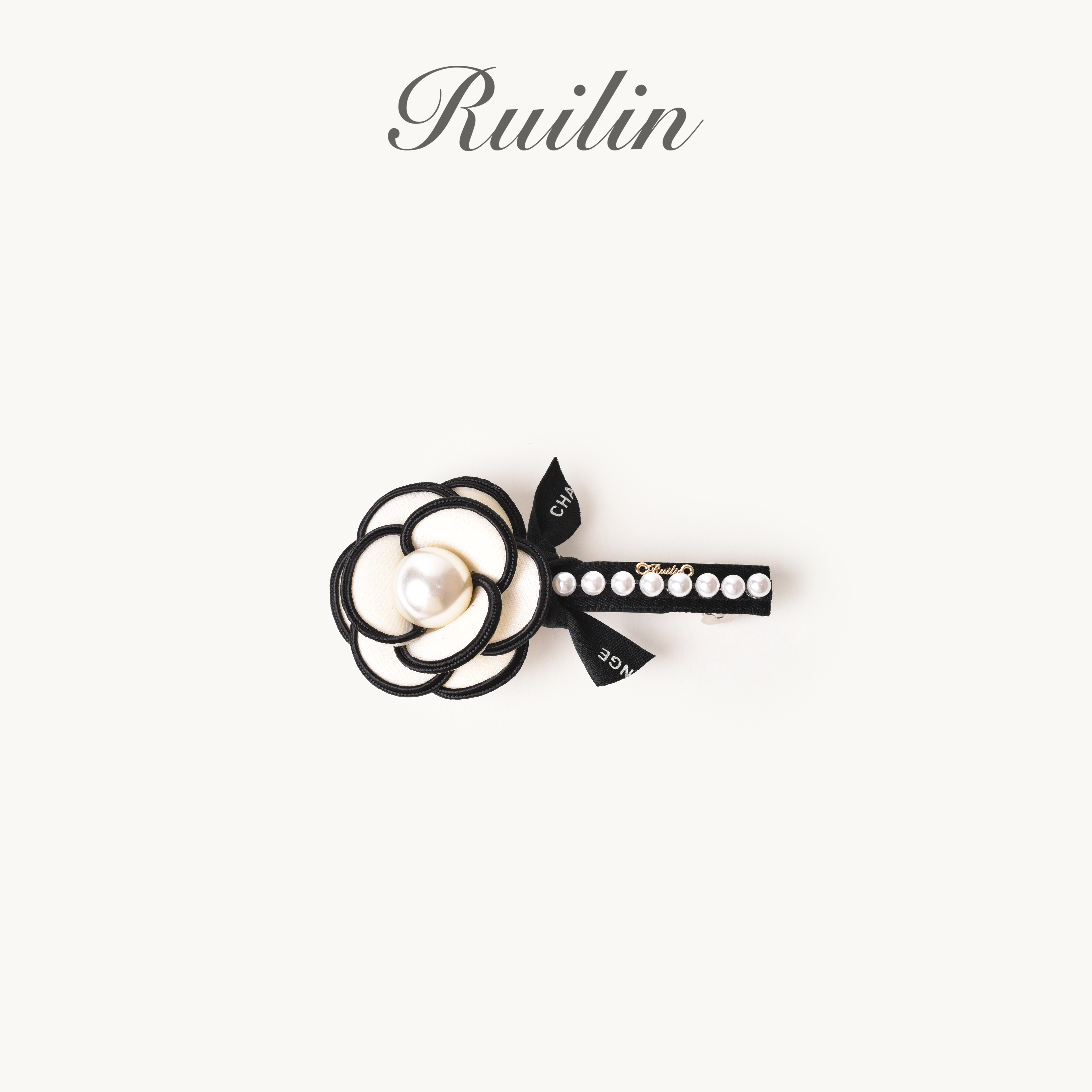 RUILIN【274】【珠愿缎带山茶花】发夹珍珠蝴蝶结山茶花法式百搭气质