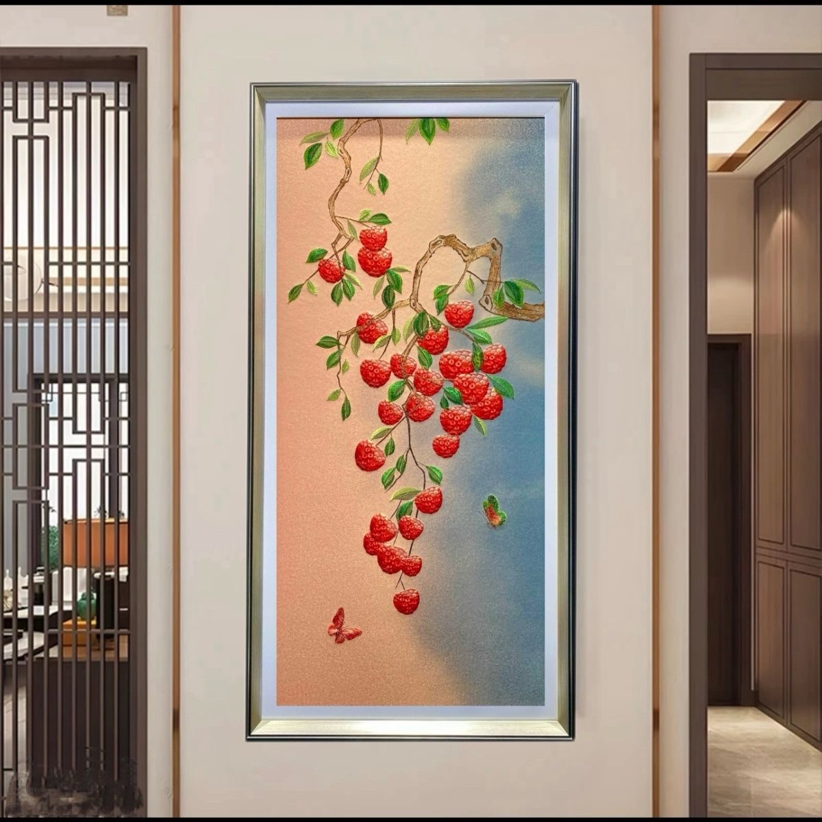 织锦绣织锦绣大吉大利荔枝苏绣成品挂画进门入户玄关装饰画壁画