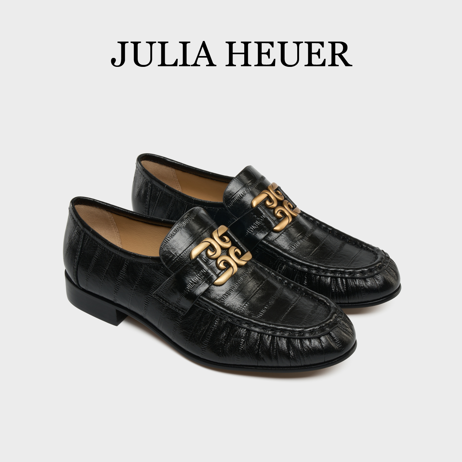 朱莉亚丨JULIA HEUER小众舒适复古英伦褶皱一脚蹬乐福鞋2526