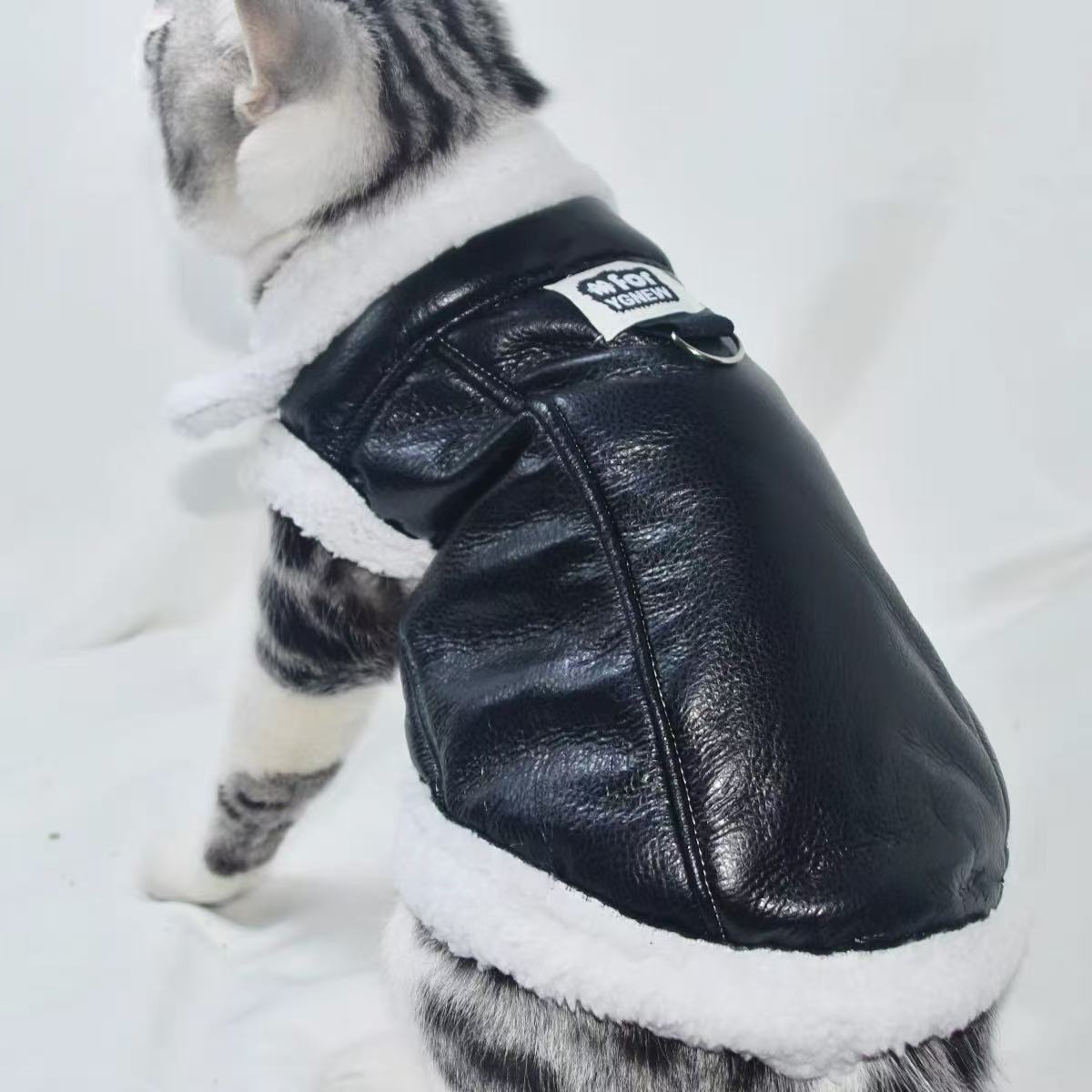 猫咪狗狗皮毛一体马甲无袖夹克可牵引小型犬马尔济斯比熊英短布偶