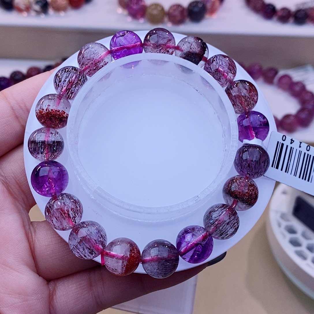 未镶嵌手链水晶黑加侖超七10+m