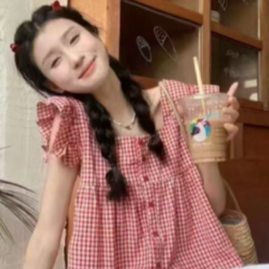 夏季格子小飞袖方领宽松百搭小个子可爱娃娃上衣