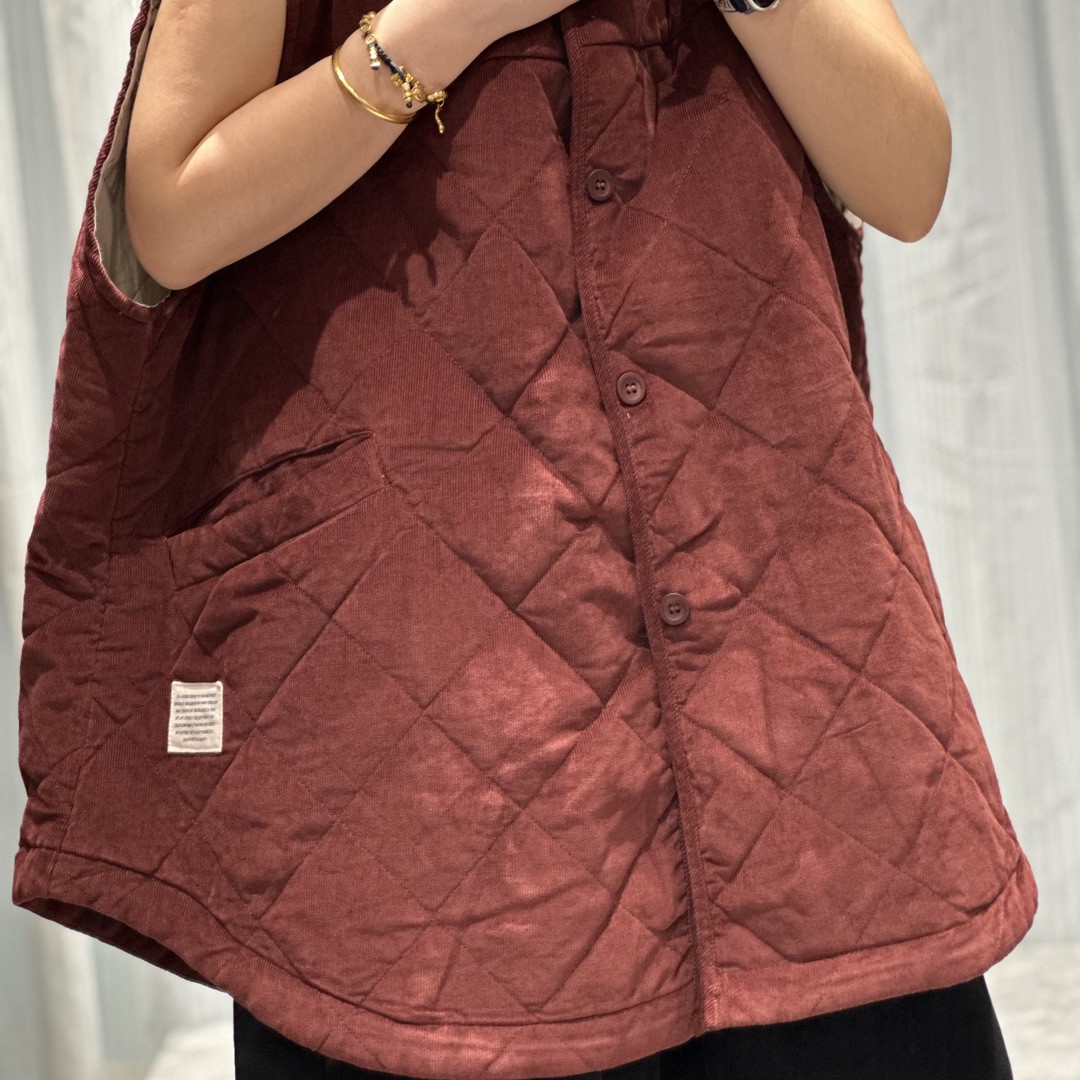 006立领中长款灯芯绒棉马甲