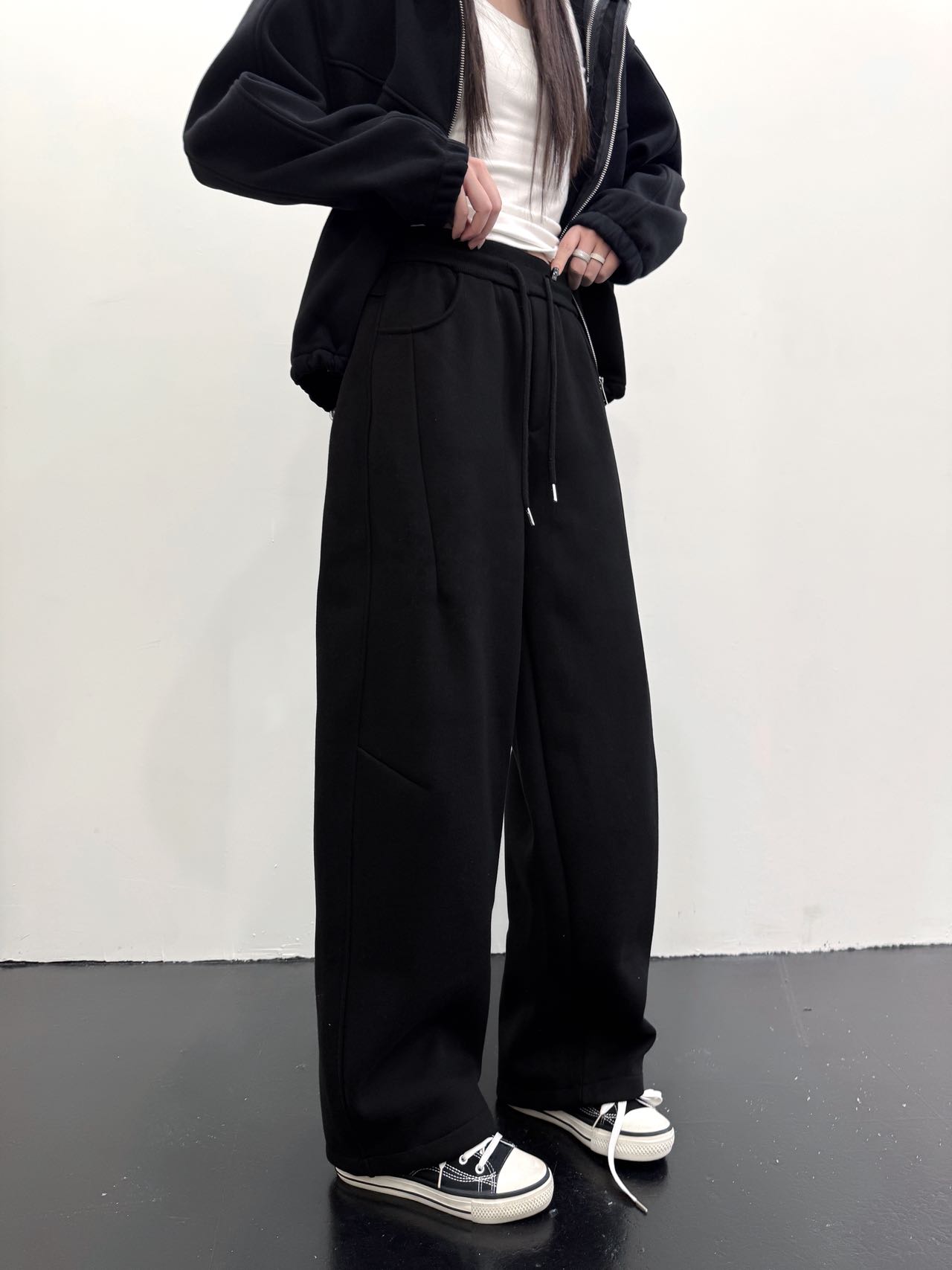 程程甄选  韩系潮流加绒时尚百搭休闲弯刀裤50852