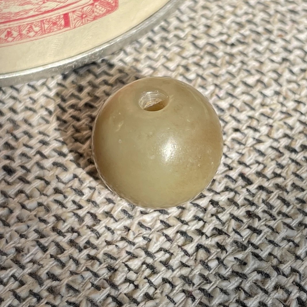 和田玉珠子老唐球糖料珠子卡18mm