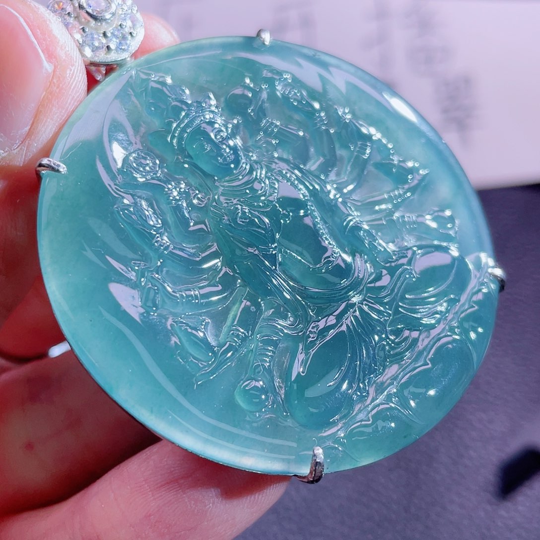 翡翠颈饰银S925镶嵌88888888