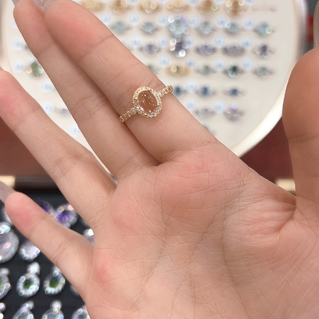 来***糖戒指烟晶银S925镶嵌