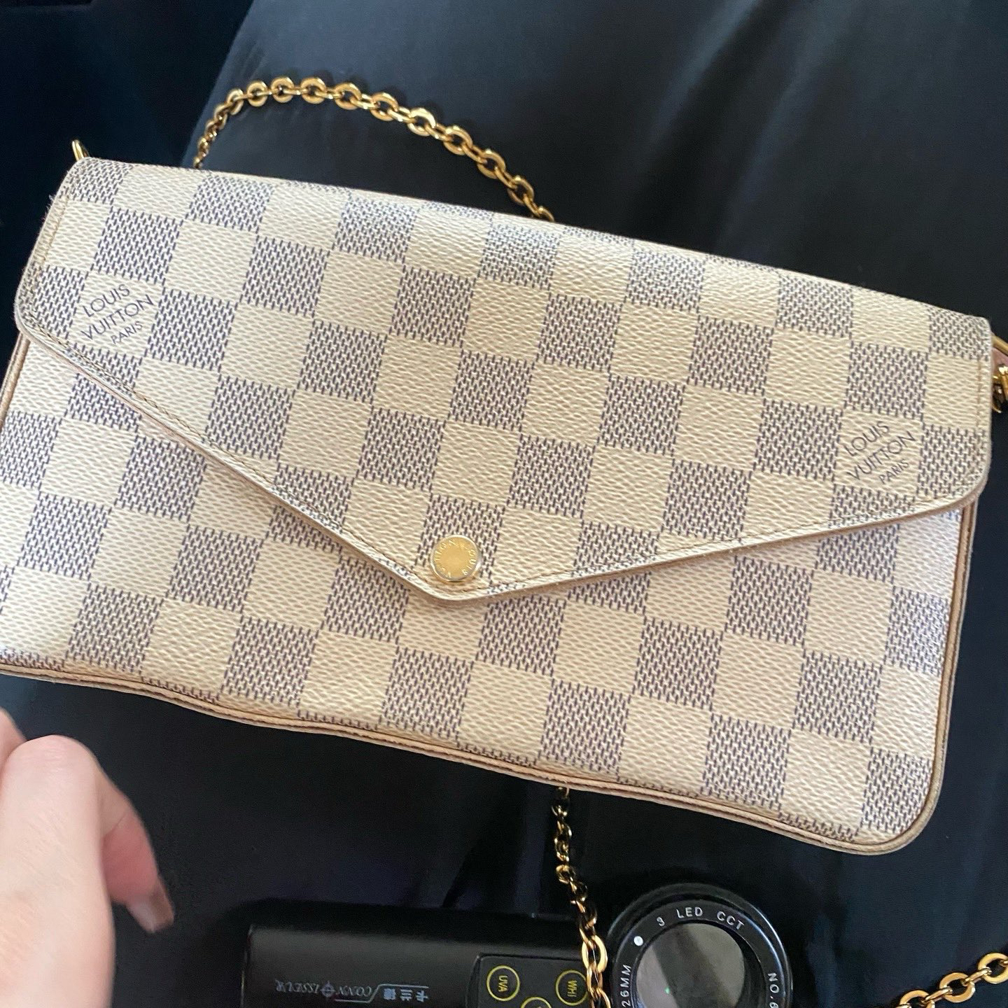 95新 LouisVuitton/路易威登 白棋盘格三合一信封包