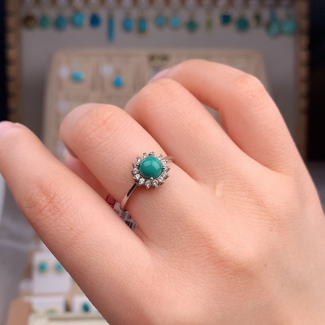 绿松石戒指银S925镶嵌