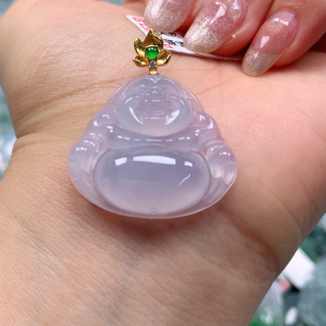 翡翠颈饰18K金镶嵌天然翡翠