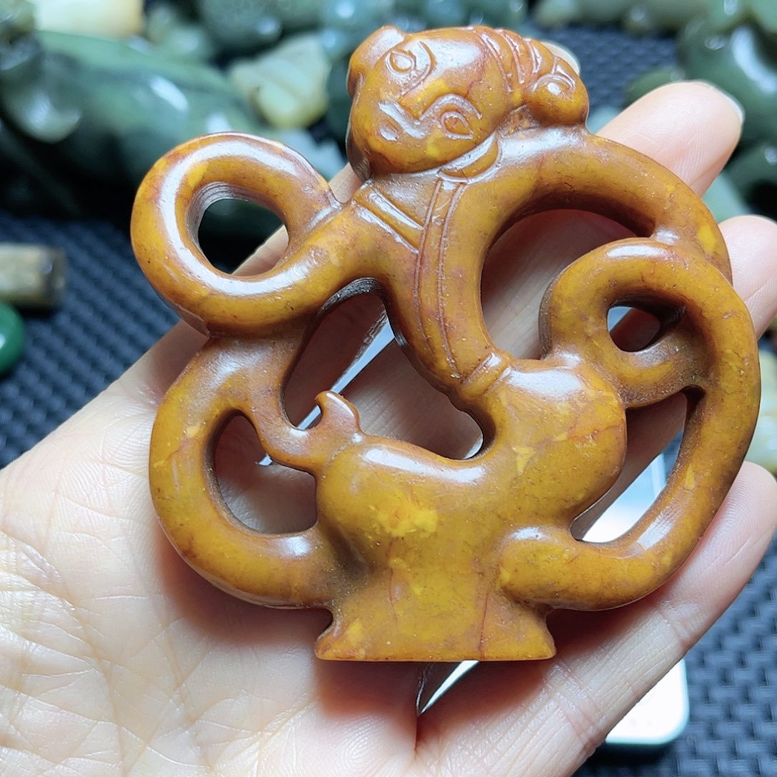 白玉菩提吊坠摆件