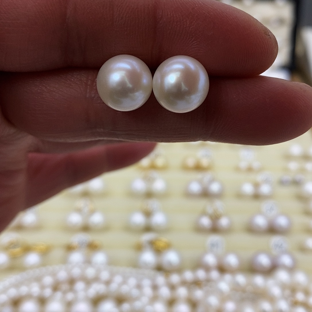 淡水珍珠耳饰银S925镶嵌