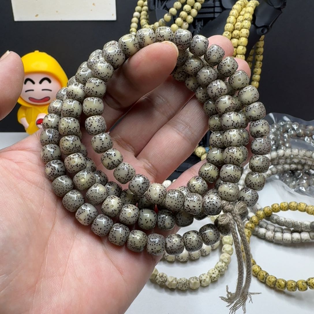 星月菩提手串石玉料灰冰108
