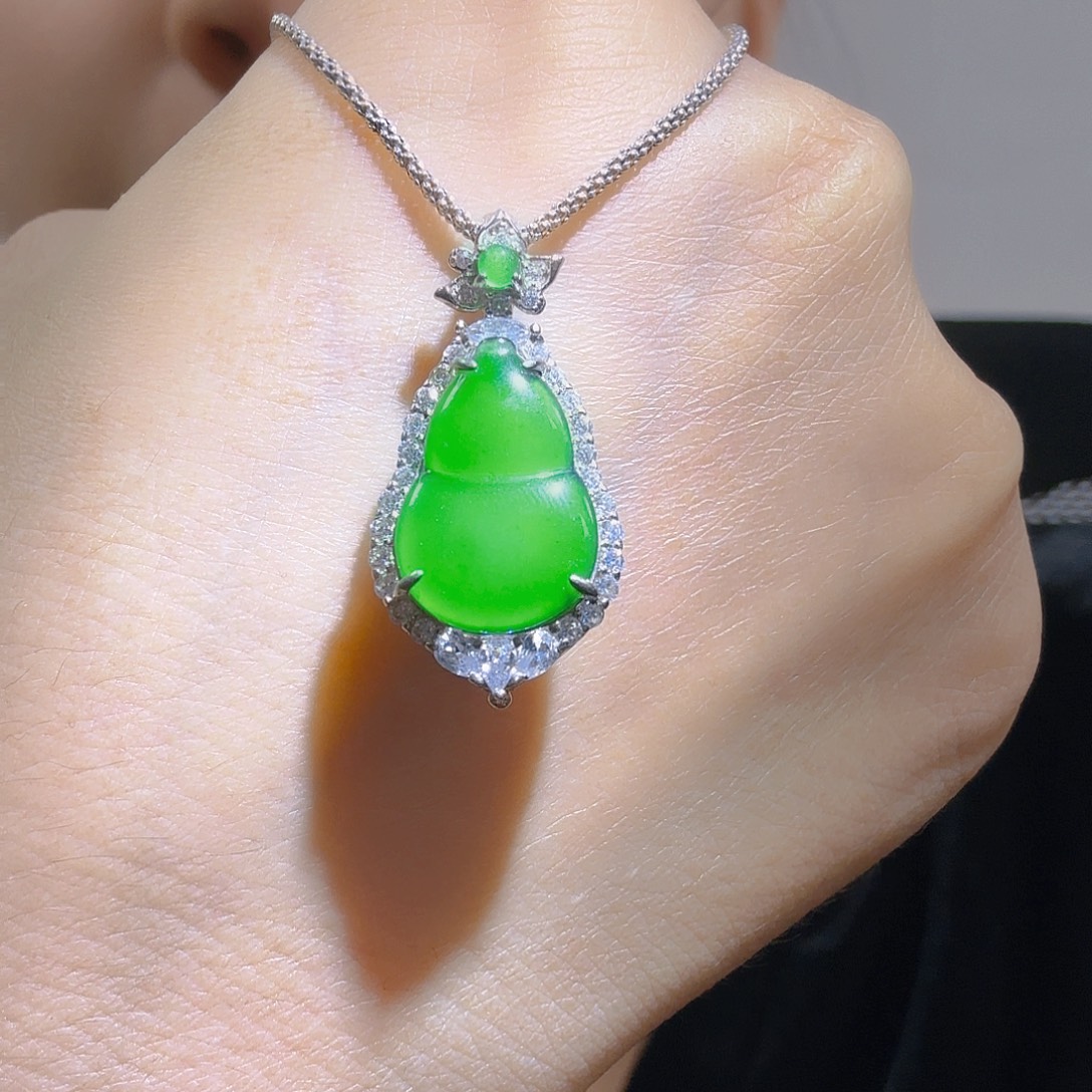 翡翠银S925镶嵌吊坠(不含链)