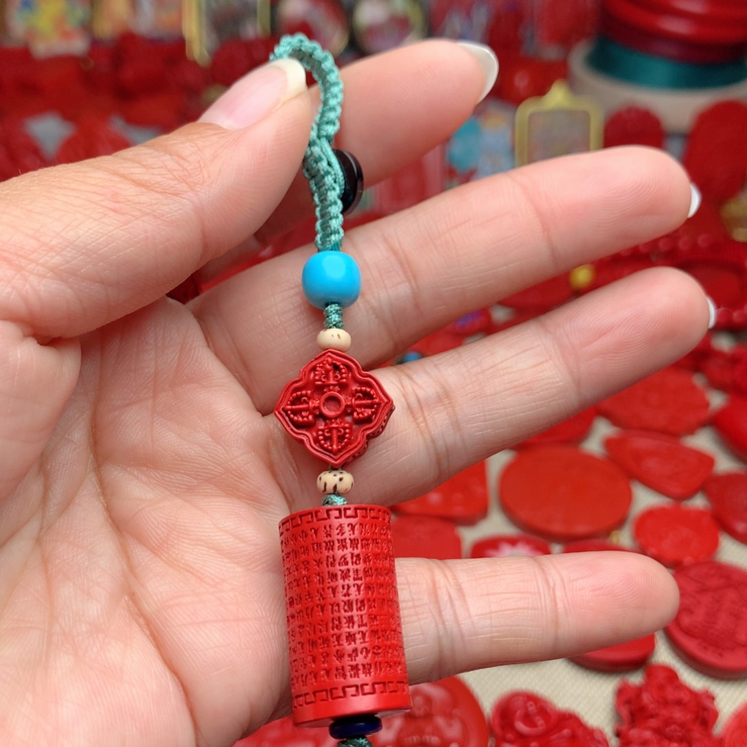 天然辰砂工艺品朱砂钥匙扣