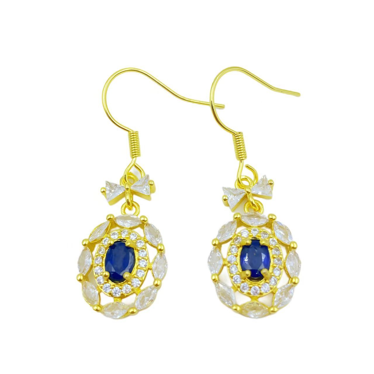 蓝宝石满钻太阳花耳饰C1390