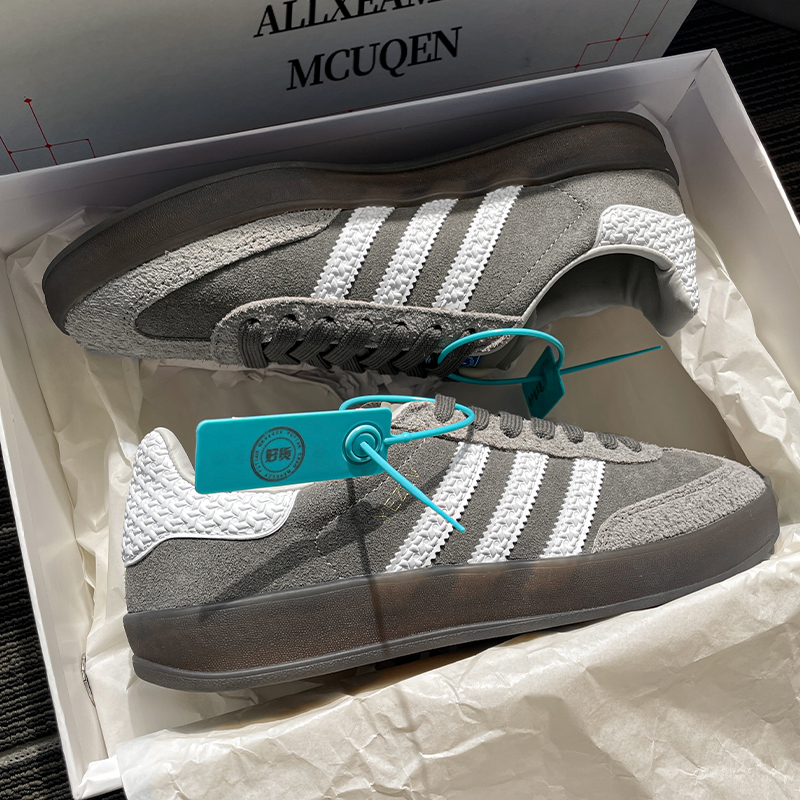 德国官方正品灰色德训鞋男款女复古绒面运动休闲鞋情侣厚底板鞋潮