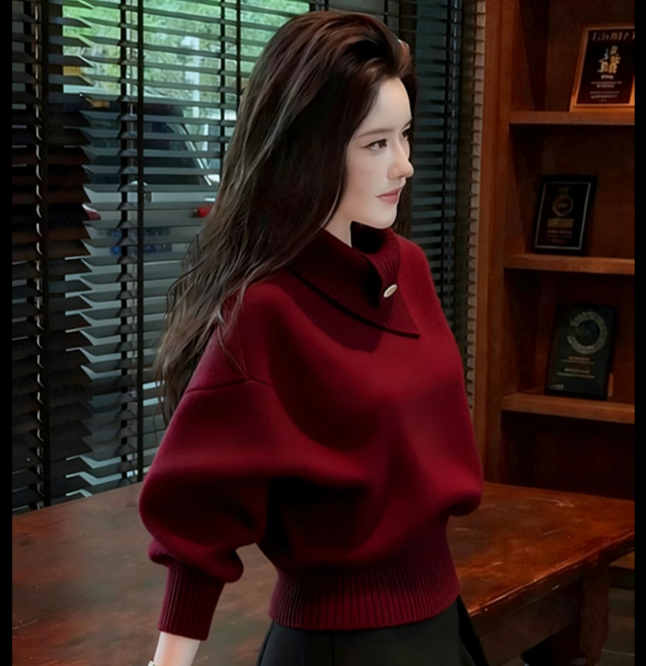 2025秋冬韩系高知老钱风轻熟设计感软糯慵懒橘色高领打底针织衫女