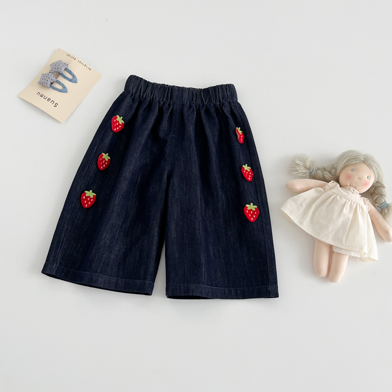 叭啦妈咪儿童直筒牛仔裤2025夏装新款宝宝夏天洋气短裤BYM5020