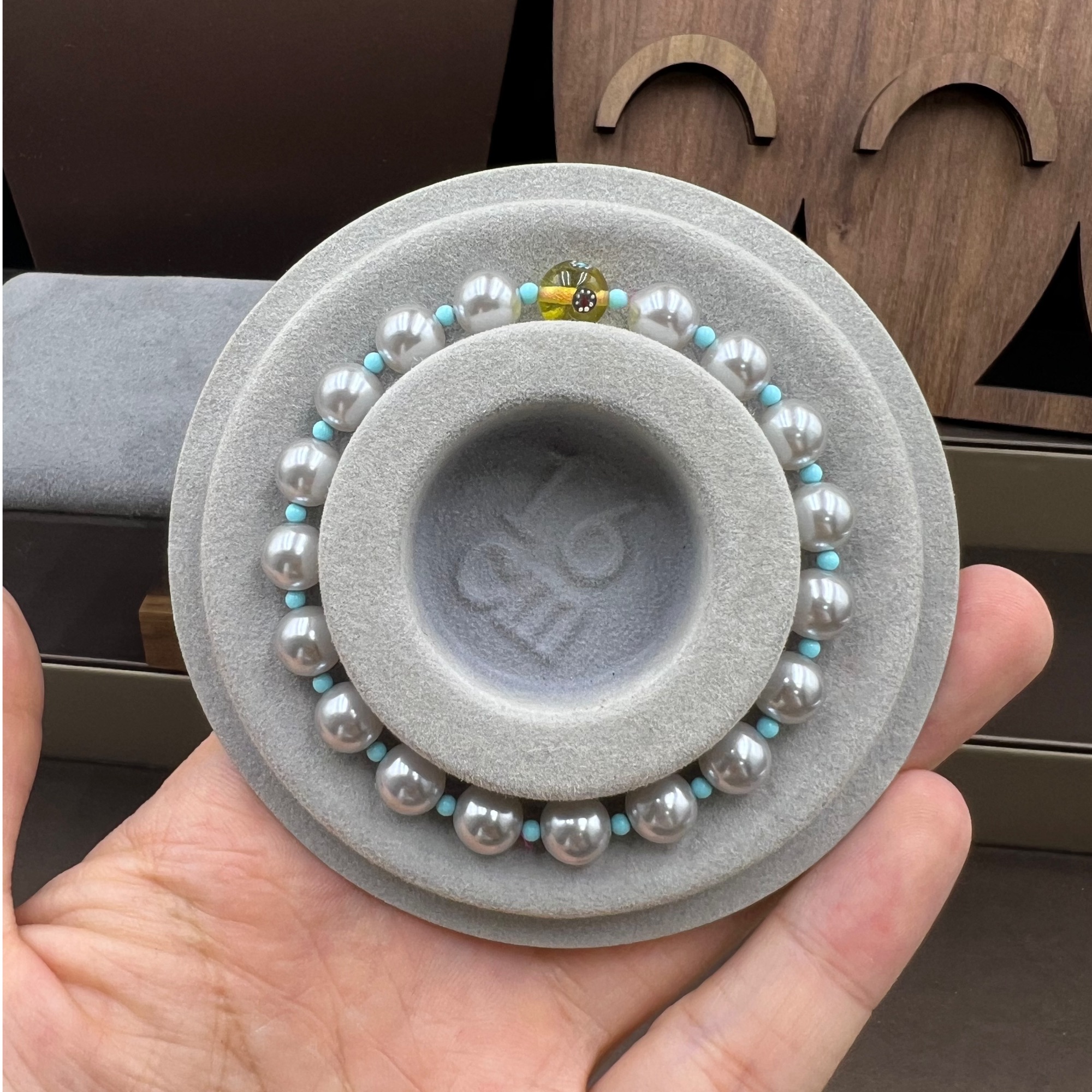 时尚手工8mm珠珠复古民族风瓷贝珀补丁diy