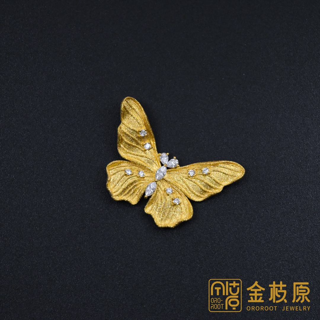 金枝原足金999 大蝴蝶吊坠