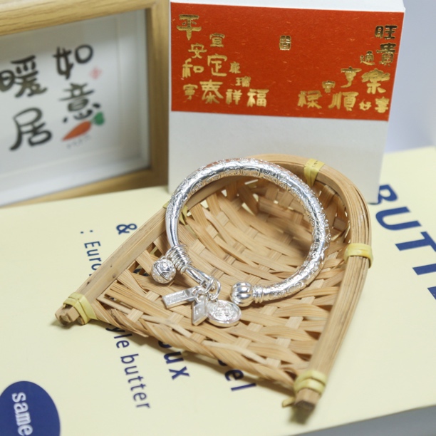 足银手镯 足银999南瓜吉言盘缠铃铛纯银手镯60克均可定做来料加工