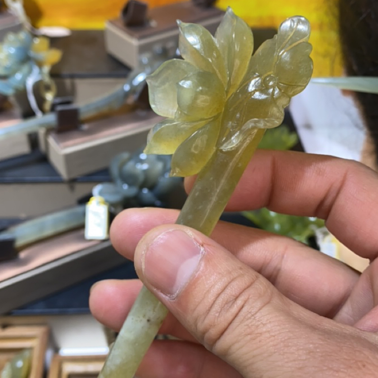 岫玉发簪、头饰、汉服发饰、简约玉簪、日常百搭、古风玉簪、精致发簪