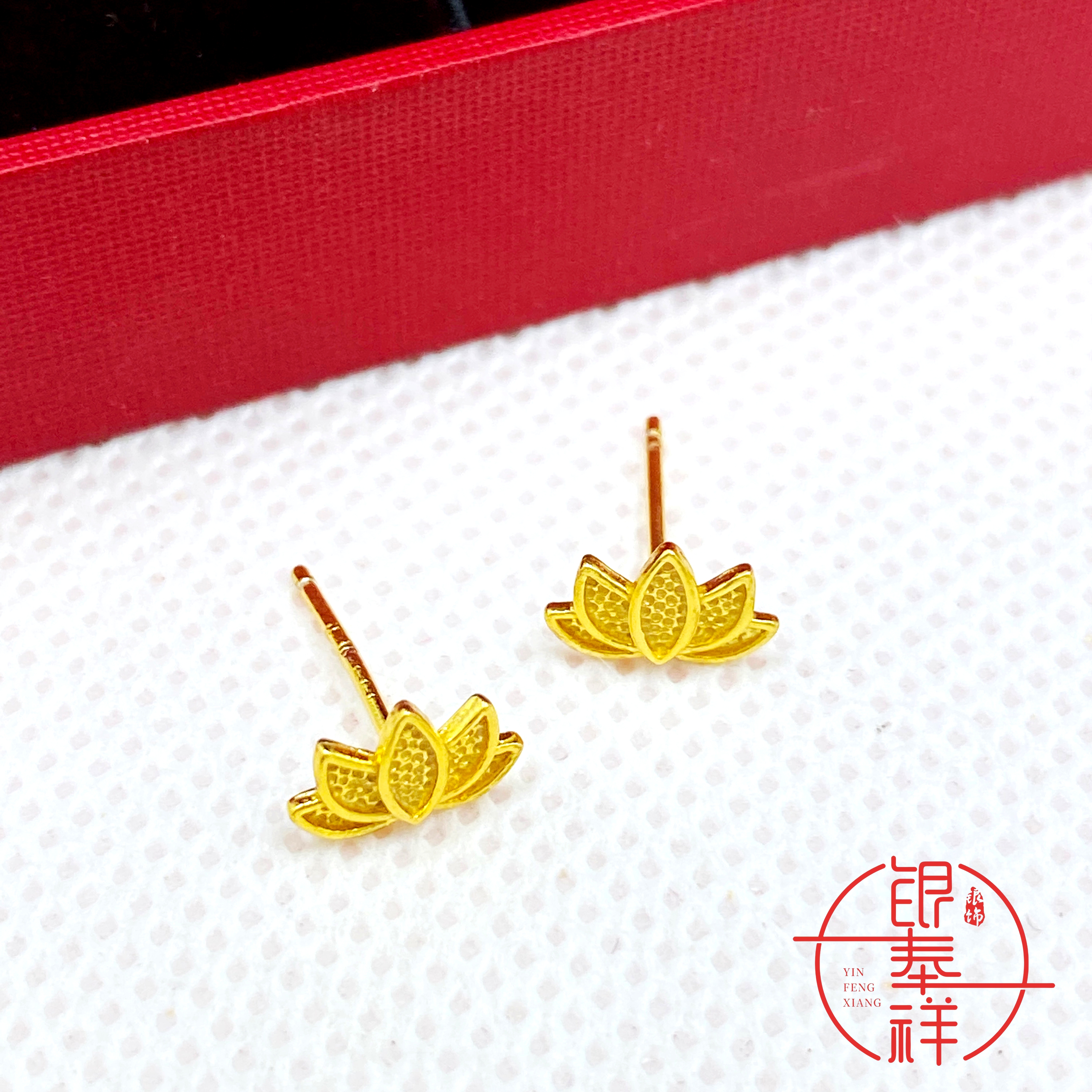 足银耳饰 足银990 莲花耳钉时尚简约花朵小众女士闺蜜
