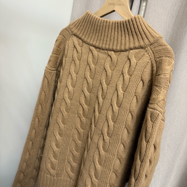 CECILIANIEH |百搭半拉链全毛麻花毛衣