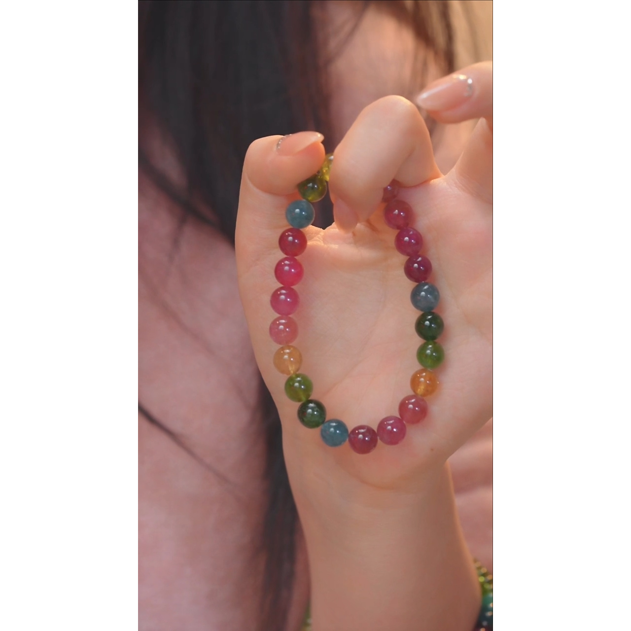 碧玺手串未镶嵌多样性发 卡8 @@N3778