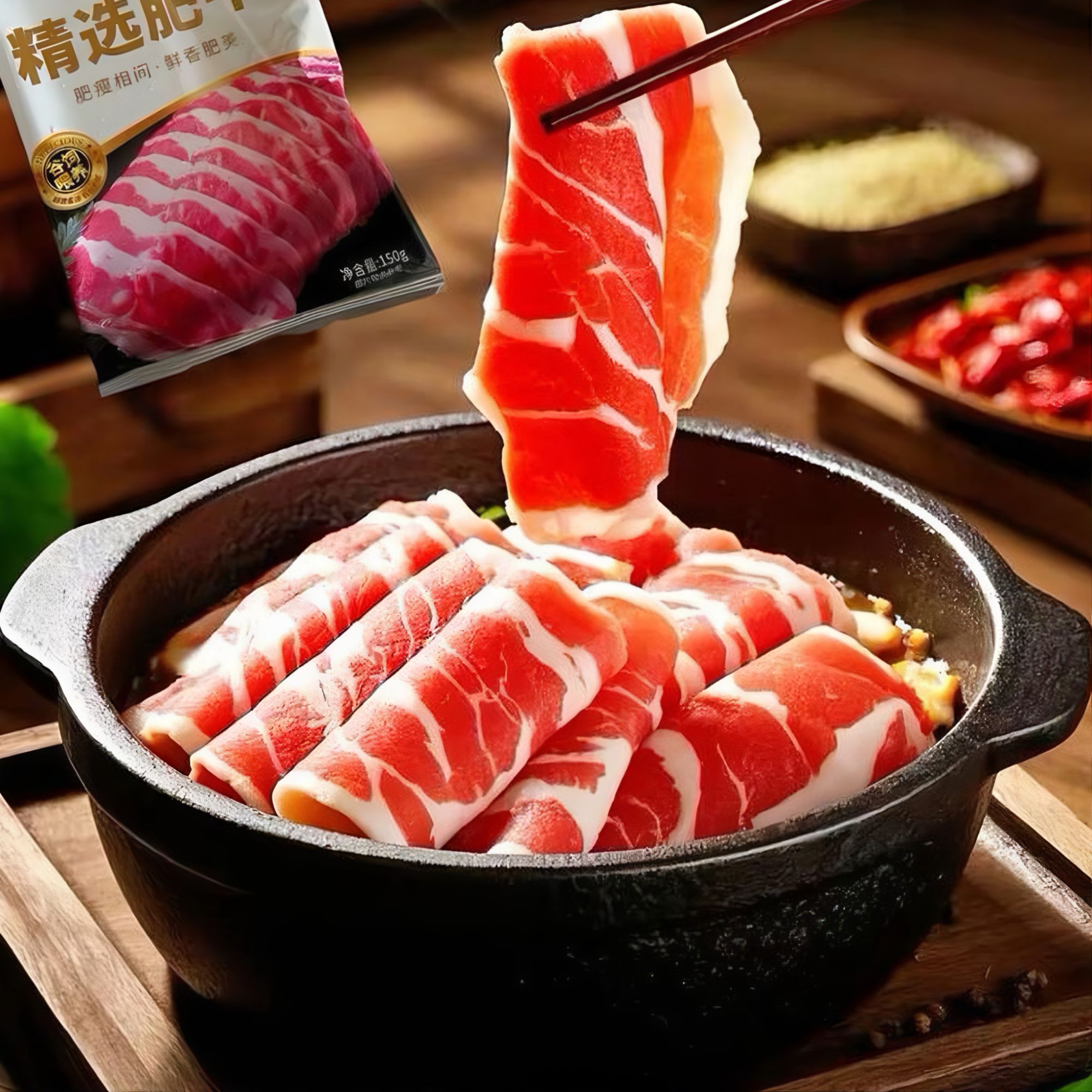 【牛肉卷~原切款】国产肥牛三号肉卷200g（牛腹部位肉，瘦多肥少，鲜嫩多汁，肥而不腻，瘦而不柴，适合涮煮）