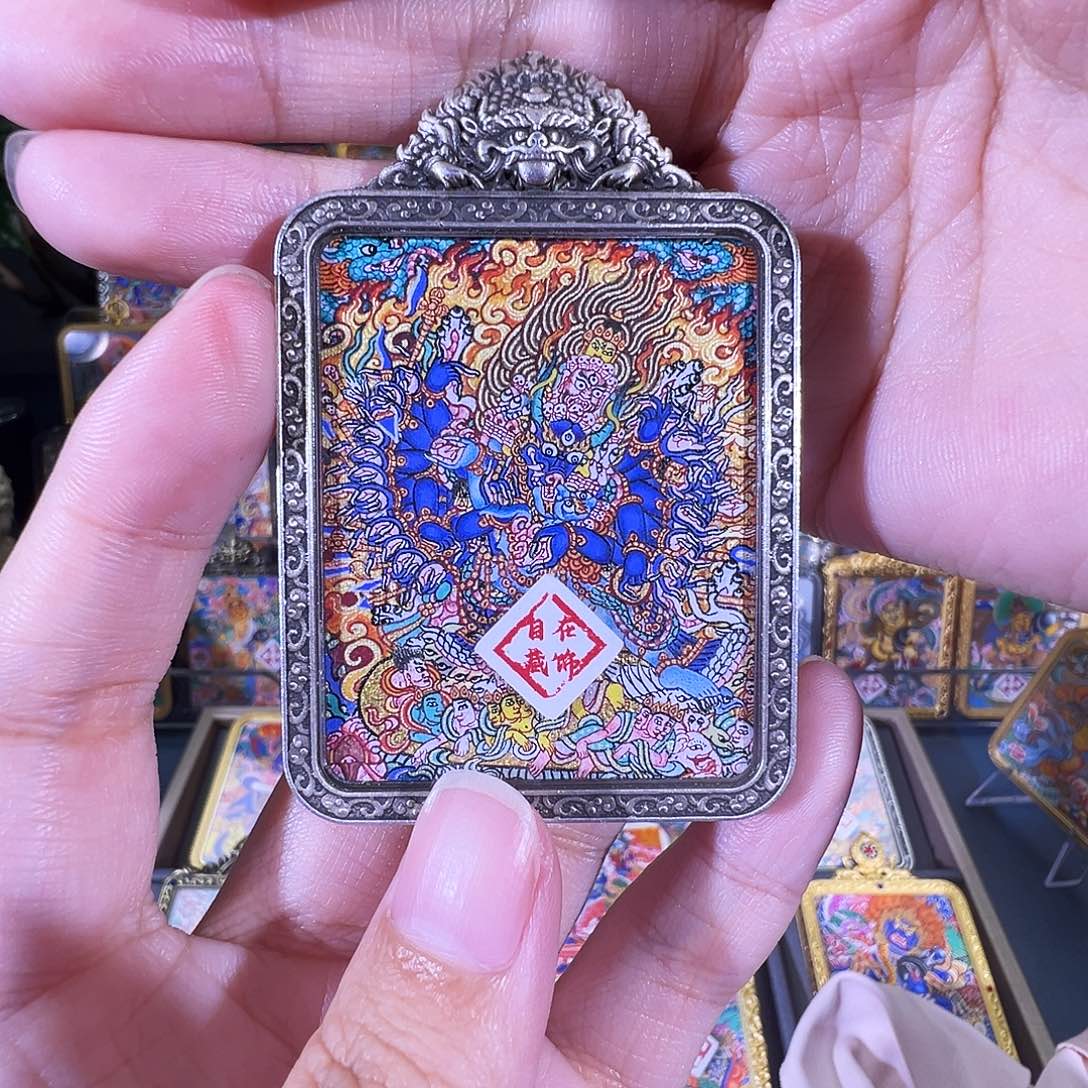 熙***.吊坠大威德热贡纯手绘唐卡