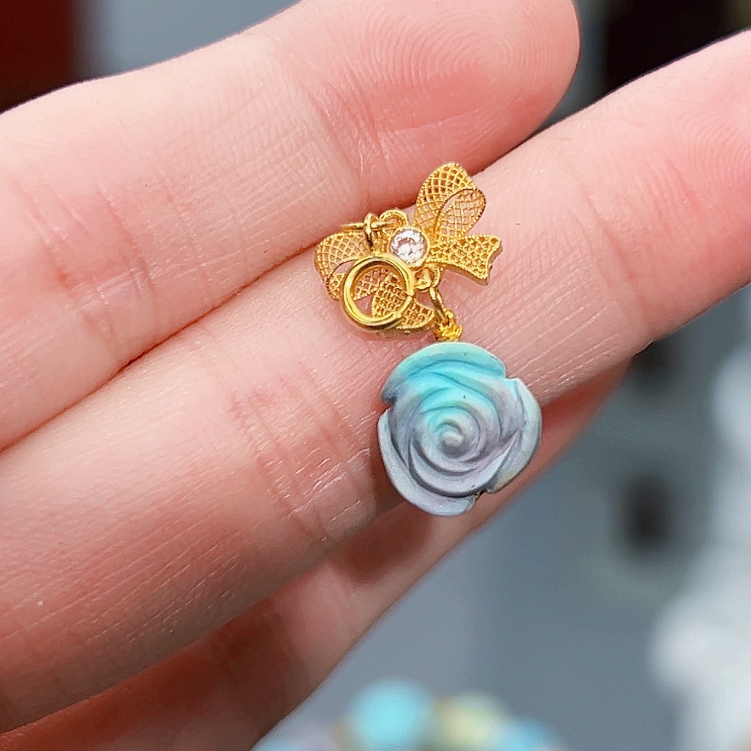 绿松石珠宝奇石18K金镶嵌