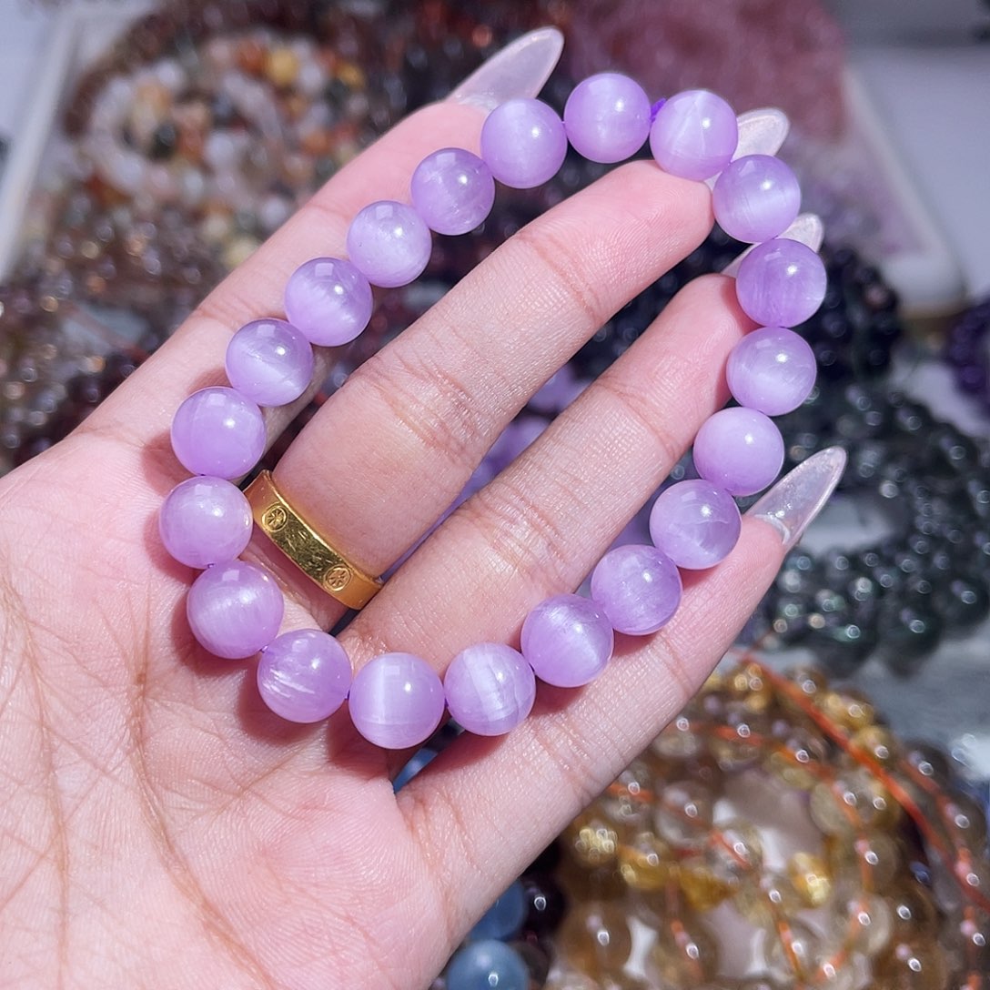 水晶手链未镶嵌猫眼紫锂辉10