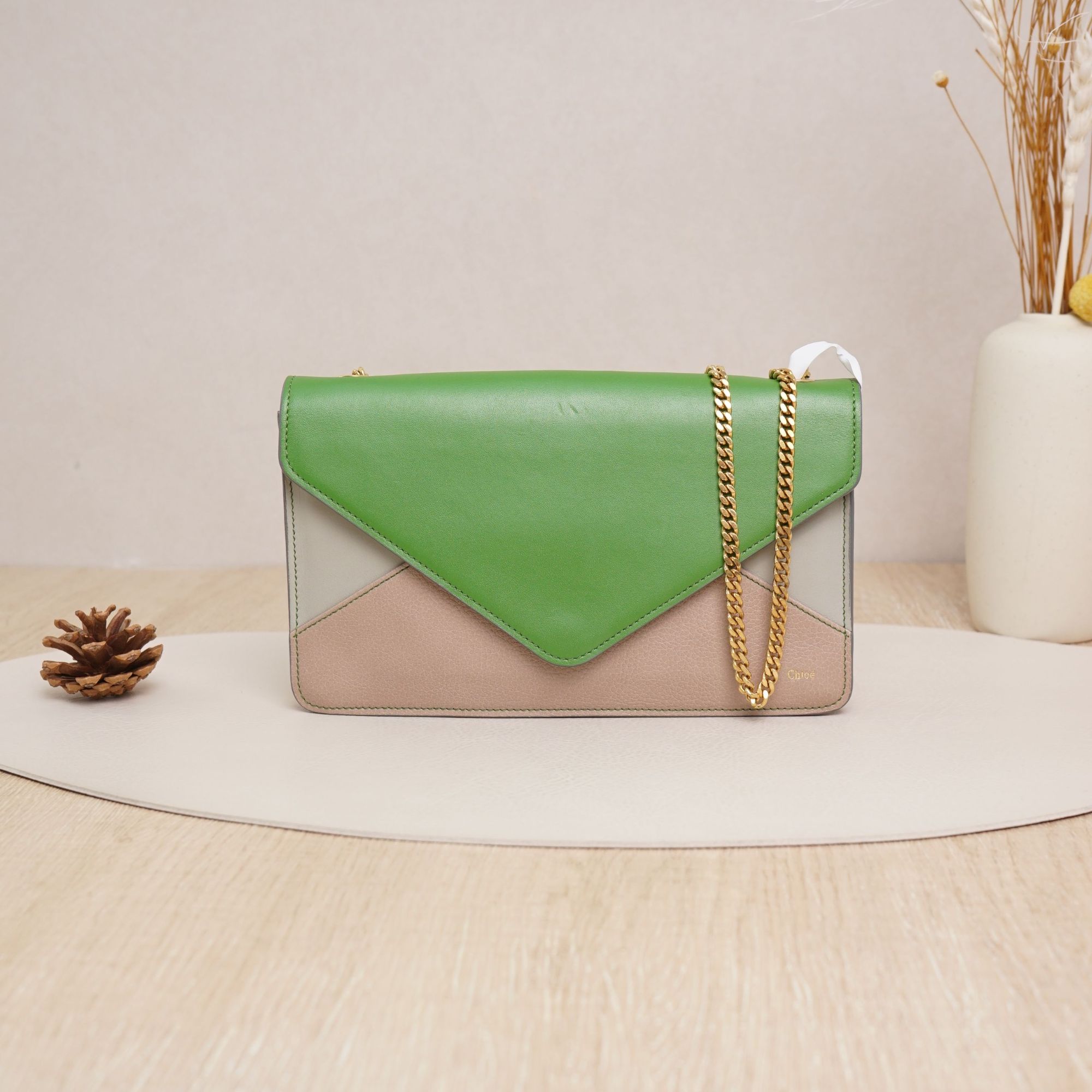 95新 Chloe/蔻依 蔻依信封包woc拼色牛皮/ DS046043