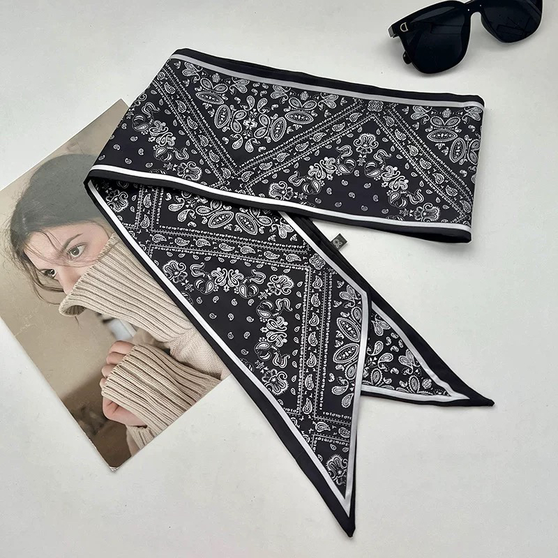 腰花薄款田园风成人女通勤风丝巾透气多功能夏季双面