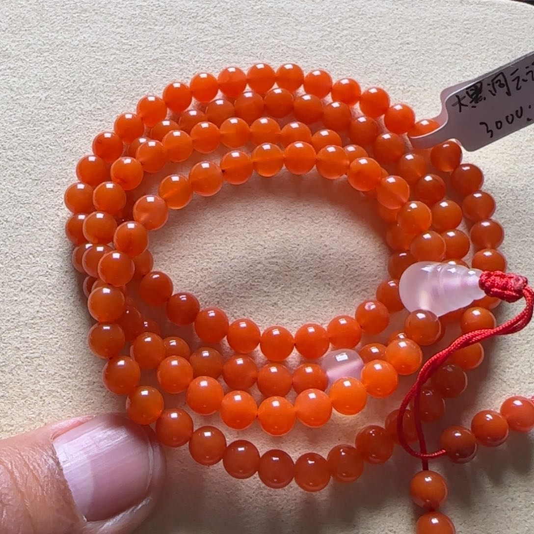 南红玛瑙手链未镶嵌5.9mm大黑洞