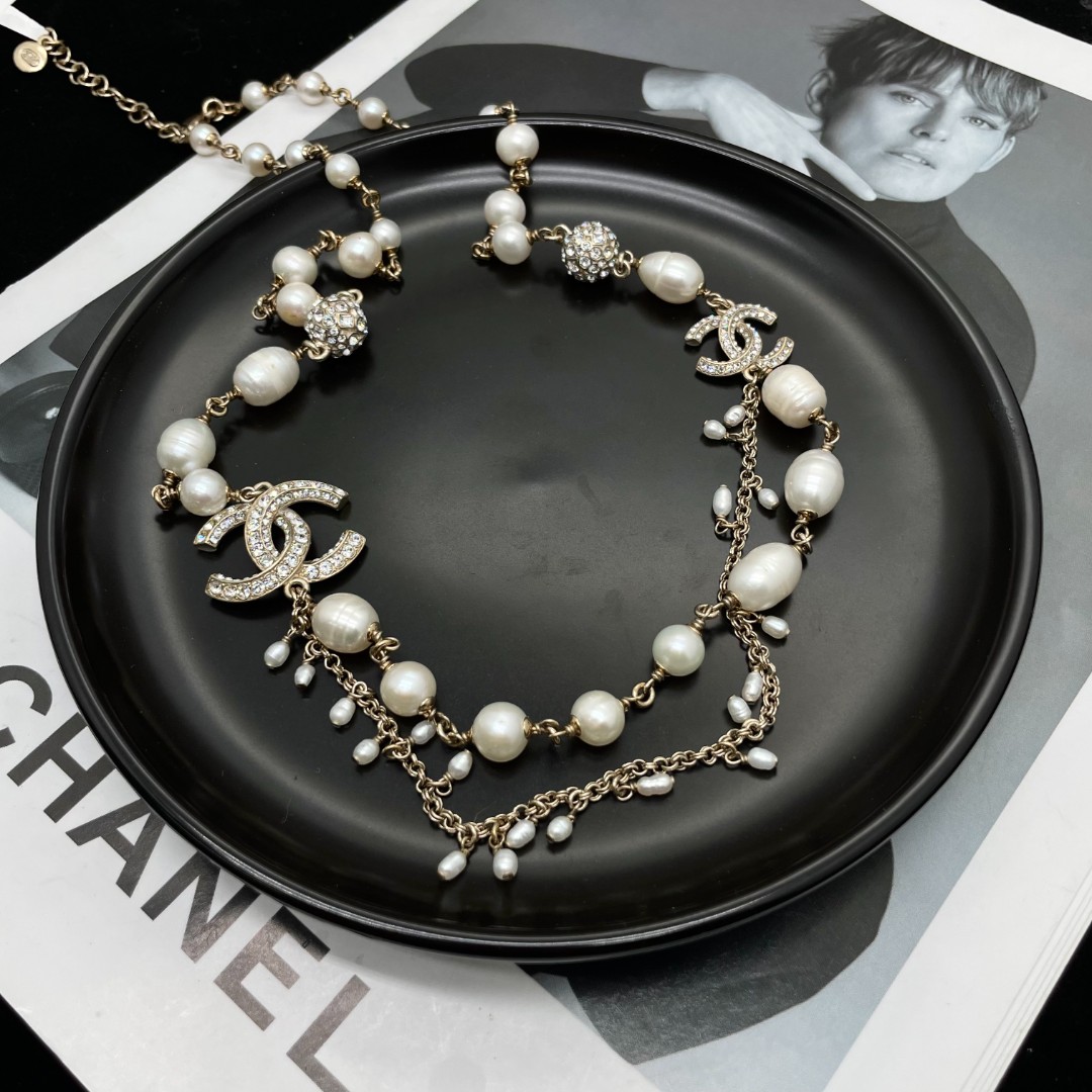 95新 Chanel/香奈儿 香奈儿双c珠珠球球项链/x06920