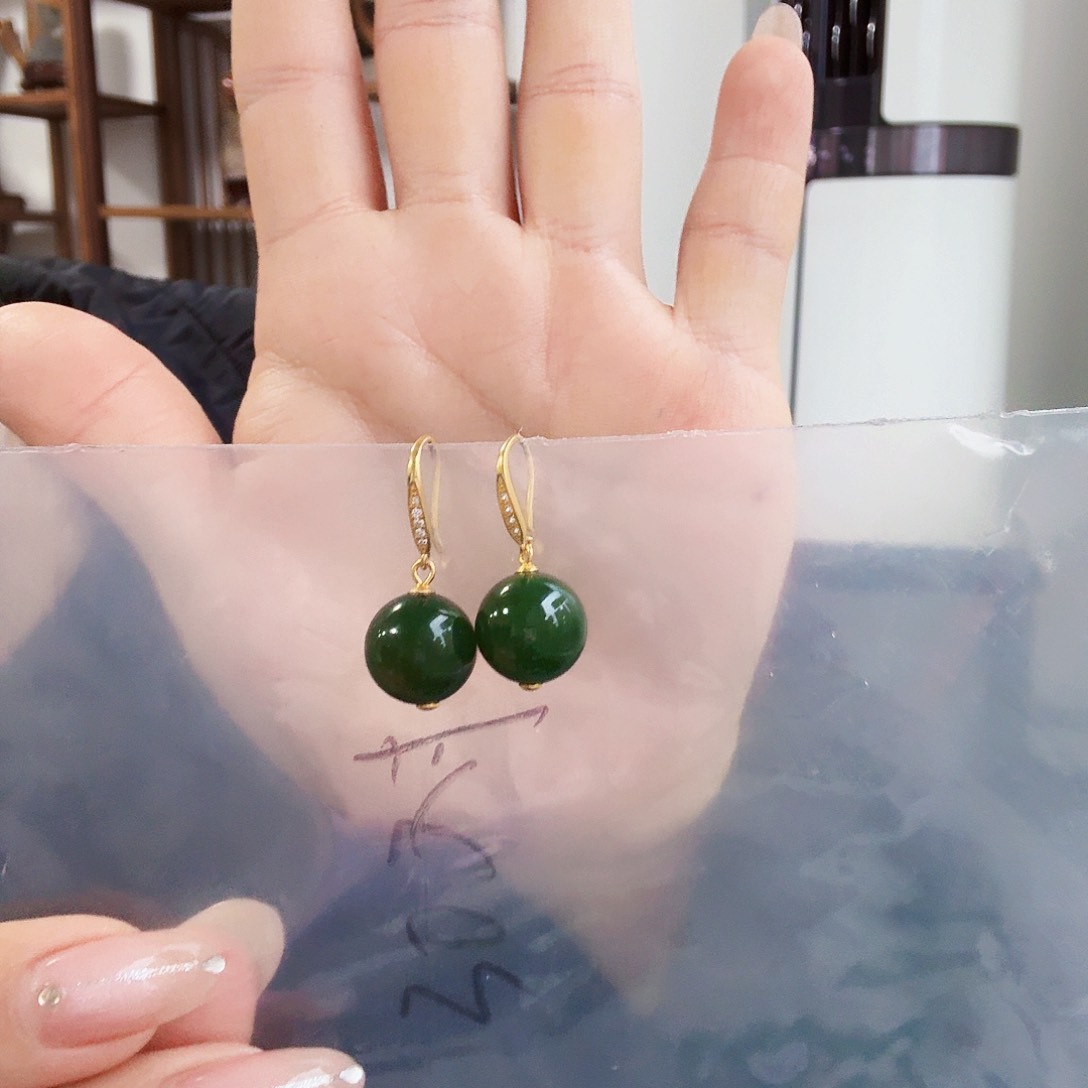 未镶嵌和田玉（碧玉）耳饰卡12