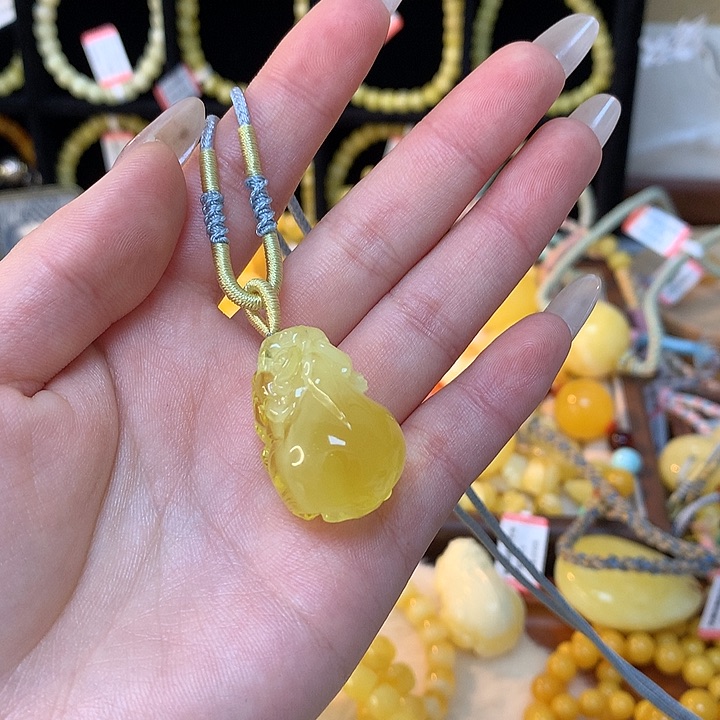 琥珀手链未镶嵌蜜蜡吊坠项链